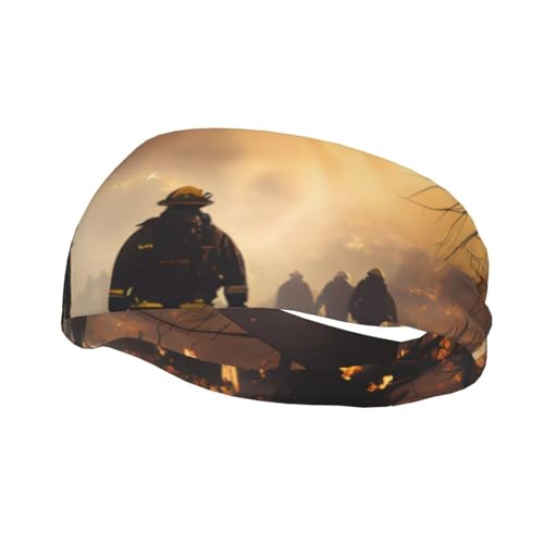 WZYGXMW Firefighters Fighting Fires - Banda para el sudor unisex deportiva, correr, fitness, yoga, absorbe la humedad, circunferencia de 14.96 pulgadas, color negro