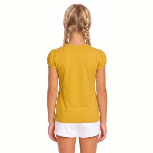 Image of Lilax Girls Short Puff Sleeve Cotton T-Shirt, Toddler & Little Girls Top | 95% Cotton Puff Sleeve Tee; Crewneck, Short Sleeve; Toddler & Girls Sizes 2T-12; for School, Play & Everyday; Machine Wash