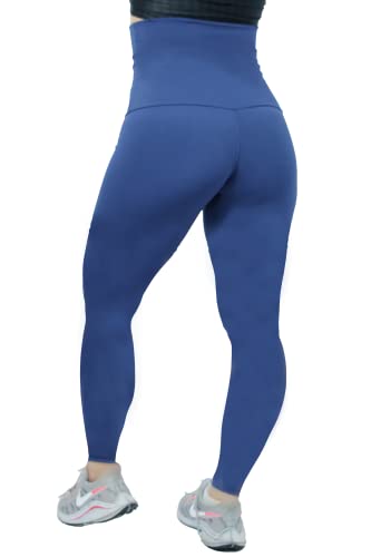 Kit 2 Legging Suplex Power Poliamida Modeladora Cós Super Alto (PRETO-AZUL, M)