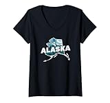 Photo Gallery donna retro usa vintage american graphic stato degli stati uniti alaska maglietta con collo a v Photo Gallery donna retro usa vintage american graphic stato degli stati uniti alaska maglietta con collo a v