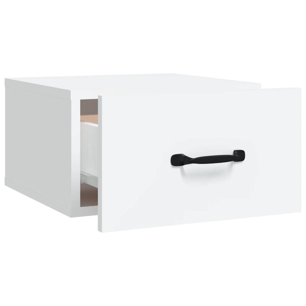 Comodini sospesi da parete, 2 pezzi, bianco, 35 x 35 x 20 cm, in legno, comodini sospesi, con molto spazio per libri e piccoli oggetti, decorazione salvaspazio