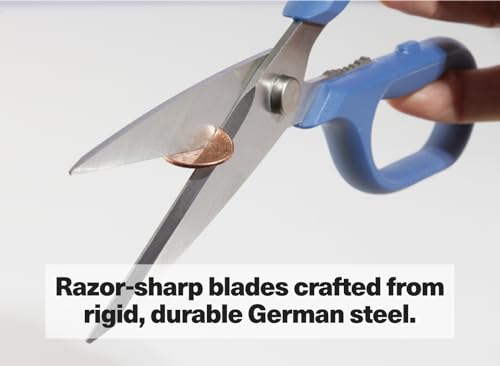 Image of Misen Heavy Duty Kitchen Shears - Comfortable Ambidextrous Scissors for Meat, Poultry, Herbs & More - Easy to Clean - German Stainless Steel - Small | Blue (Pack of 2)