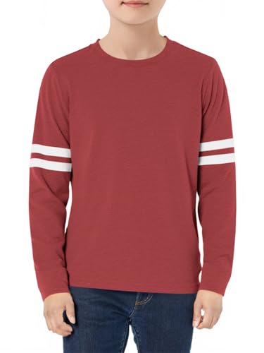 Image of Haloumoning Boys Long Sleeve Shirts Kids Crewneck T Shirts Casual Striped Tops Tees 5-14 Years