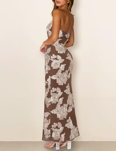 Image of MEROKEETY Women's Summer Floral Wedding Guest Cocktail Maxi Dress