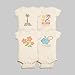 Doe & Joey Unisex Baby Bodysuit, 100% Sustainable Organic Cotton, Natural Dyes & Prints, Natural White, 3–6 Months, Pack of 8