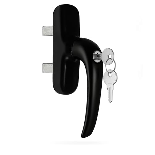 Sivenci - Manilla con Cerradura | Cremona Serie Europea con Llave | Manilla Reversible Apertura Interior 2 Palas | Derecha | Lacado Negro