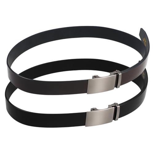 2Pcs Retro Automatic Buckle Belt Adjustable Ratchet Belt for Businessmen Durable Tpu Design Unique Vintage Style for Everyday Wear