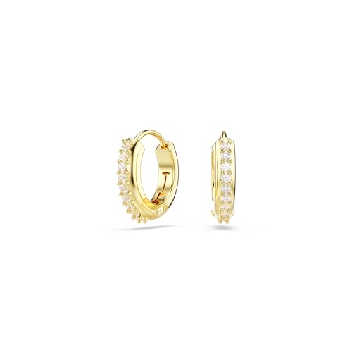 Swarovski Matrix Hoop Earrings, Round Cut, Clear Crystals, Gold-Tone and Rhodium Finishes