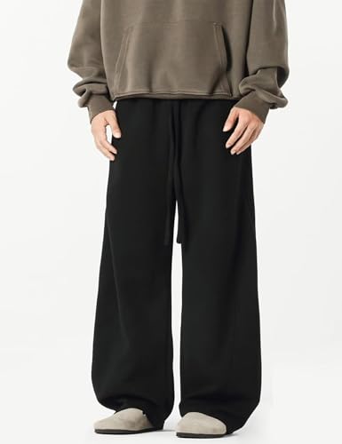 FCOOLYEET Mens Straight Leg Sweatpants Y2k Elastic Waisted Track Pants Open Bottom Sweatpants Joggers Streetwear2