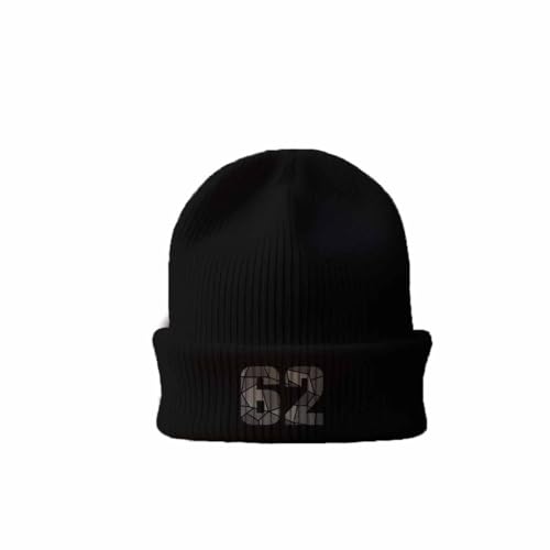 Bonnet noir 62 Number bonnet à revers homme et femme style hiver streetwear