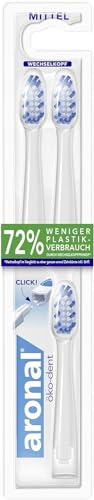aronal Zahnbürsten Wechselköpfe öko-dent mittelhart 3 Stück– Wechselköpfe für die aronal öko-dent Zahnbürste – für eine effektive Zahnreinigung und 72 % weniger Plastikverbrauch