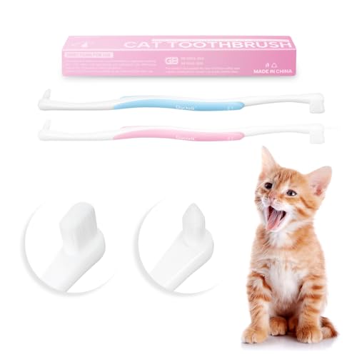 2 Pcs Dual-Sided Cat Toothbrush with Micro Brush Head, Ultra Soft...