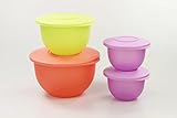 spülmaschinenfest TUPPERWARE Junge Welle 2,5L pastellorange+ 1,3L limette+ (2) 550ml lila Schüssel