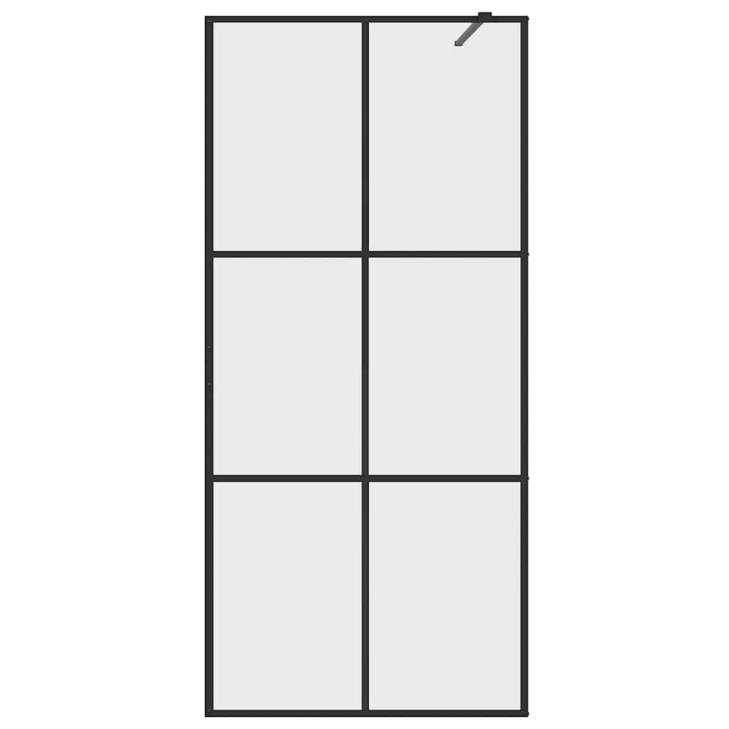 Mampara de ducha de cristal templado transparente de 5 mm con marco de aluminio de 90 x 195 cm para ducha a ras de suelo, incluye perfil ajustable, barra de apoyo y divisor estable como