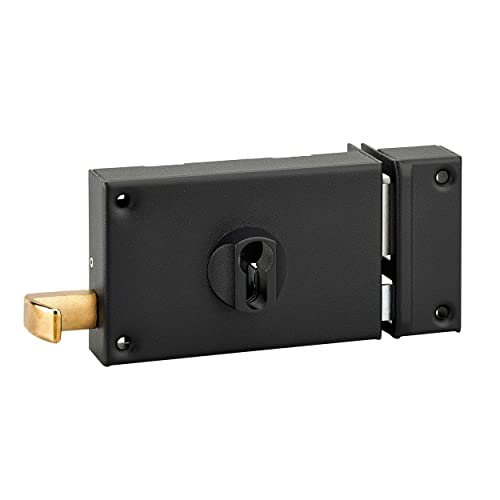 THIRARD - Boitier de serrure horizontale en applique double entrée à tirage pour entrée, droite, axe 70mm, 140x88mm, noir