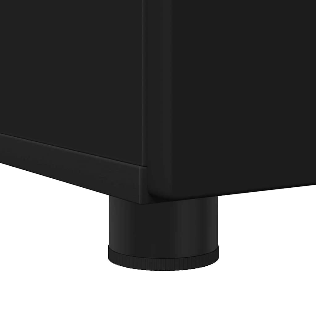 Mobile bagno moderno nero 30 x 35 x 80 cm in legno con elementi metallici cassetto e 2 ante mobili da bagno salvaspazio per piccoli bagni
