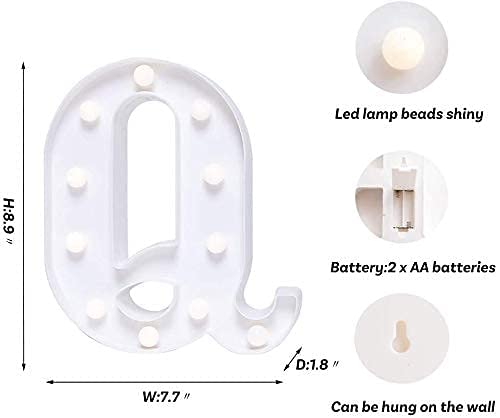 Image of Marquee Q Alphabet Shaped LED Light Lamp for Decoration Decore Walls Hanging Birthday Party Wedding (Q)