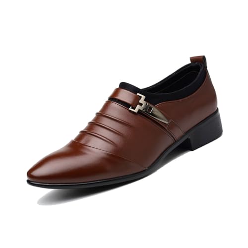 Scarpe da Uomo Elegante Monk Strap Casuale da Sera Mocassini,Marrone,47