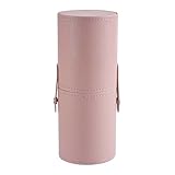 RSRSLEII Portable Makeup Brush Holder, Waterproof PU Leather Travel Makeup Brush Case Bag Cup, Brush Storage Dustproof Bag (01Light Pink)