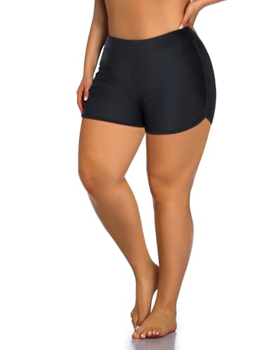 Holipick Plus Size Swim Shorts Women High Waisted Bathing Suit Bottoms Tummy Control Swim Shorts