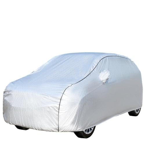 Image of Allextreme Car Body Cover for Hyundai Exter All Models & Years 100% Waterproof Triple Stitched with Mirror Pockets Full Bottom Elastic Dustproof Heat & UV Resistant Full Body Protection (Silver)
