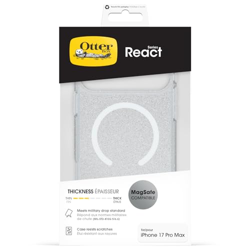 Image of OtterBox React Series MagSafe Case for iPhone 17 Pro Max, Shockproof, Drop Proof, Ultra-Slim, Protective Thin Case, Tested to Military Standard, Stardust
