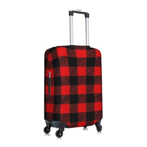 Buffalo Plaid Red Black Travel Luggage Covers For Suitcase Elastic Suitcase Protector Anti-Scratch Spandex Baggage Covers Fits 18-32 Inch Luggage Small3