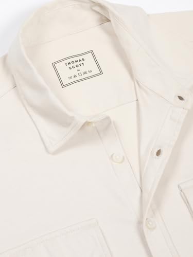 Image of Thomas Scott Men's | Solid | Half Sleeve | Slim Fit | Cotton Blend | Double Flap Pocket | Spread Collar | Casual Shirt