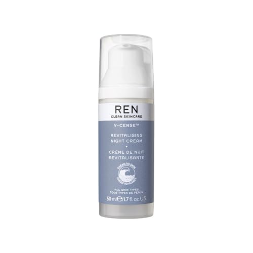 REN Clean Skincare – V-Cense Revitalizing Night Cream – Antioxidant Face Moisturizer with Vitamin C, Smooths Fine Lines, Cruelty-Free & Vegan, 1.7 fl oz