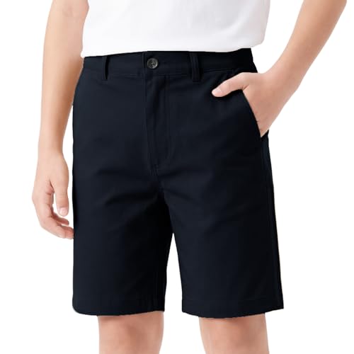 Tokeya Pantalones Cortos Niños Escolares Verano Pantalón Corto con Cintura Ajustable y Bolsillos, Comodidad Transpirable Casual Uniforme Shorts para Escuela Deporte Niño 11-12 Años, Azul Marino