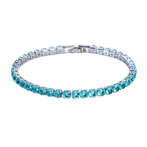 budiniao Eccellente Braccialetto da Tennis con zirconi cubici per Donna e Uomo, Adatto a Molte Occasioni. Bracciali da Tennis cubici in Rame, Blu Platino 19 cm
