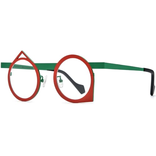 Image of FONEX Colorful Pure Titanium Glasses Frame Women Retro Round Eyeglasses