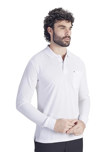 Image of Men's Cotton-Rich Full-Sleeve Polo T-Shirt with Pocket Premium Pique Fabric Casual & Stylish