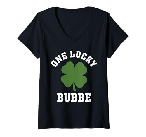 Womens One Lucky Bubbe Funny Matching Family St Patricks Day V-Neck T-Shirt
