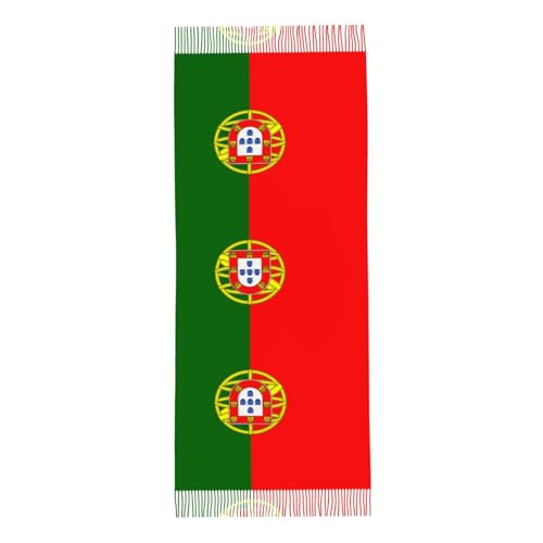Portuguese flag Women's tassel scarf, warm evening dress shawl scarf, soft and comfortable long velvet tassel scarf4