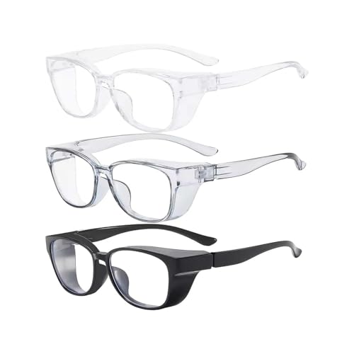YZTLFGE Compatible for Most Safety Goggles, 3-Pack Anti-Splash Windproof Dustproof Glasses for Laboratory, Industrial, and Riding Use