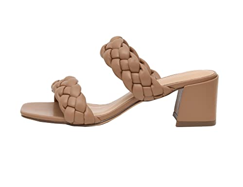 Cushionaire Women's Onyx Braided Heel Sandal +Memory Foam Wide Widths Available, Tan 9.5 #TOP2