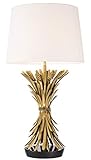 Höhe: 85 cm Casa Padrino Tischleuchte Antik Gold/Schwarz/Weiß Ø 45 x H. 85 cm - Designer Tischlampe mit Granitsockel & Lampenschirm