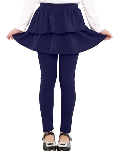 Auranso Girls School Uniform Pants Kids Clothes Ruffle Tutu Leggings with Skirt 2-14 Years