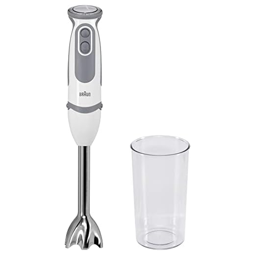 Braun Minipimer 5200 - Batidora de Mano, 1000 W, 21 Velocidades y Función Turbo, Campana Anti-salpicaduras, Powerbell Plus, Easy-Click, Incluye Vaso Medidor de 600 ml, Color Blanco