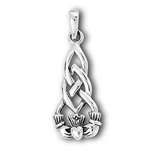 Charm - Sterling Silver - Jewelry - Pendant - Unique Claddagh Celtic Knot Teardrop Interesting