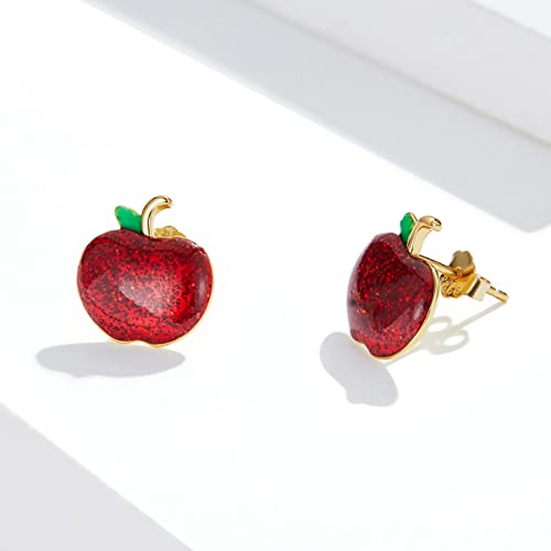 Red Apple Stud Earrings for Women Girls 925 Sterling Silver Christmas Earrings Tiny Fruit Studs Back to School Earrings Xmas Ear Jewelry Hypoallergenic4