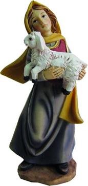 Krippenfiguren Frau mit Lamm, geeignet für 7cm Figuren, handbemalen