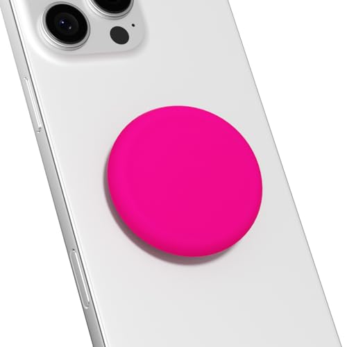 Svanove Silicone Adhesive Phone Grip Holder Cute Collapsible Stick on Cell Phone Grips Stand Kickstand for iPhone Samsung Slim Thin Matte Solid Color Soft Rubber Sticky Phones Grips Neon Hot Pink