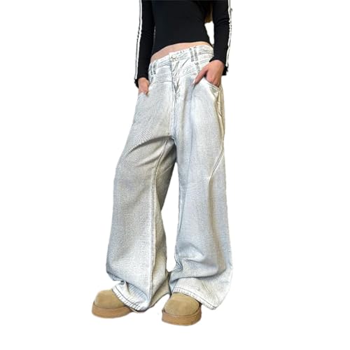 Men's Tie Dyed Vintage Jeans Korea Wide Leg Pants Casual Trousers