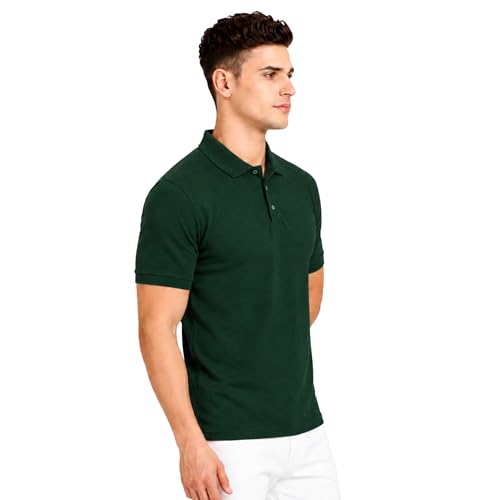 Image of Men's Plain Polo T-Shirt | Cotton Blend Regular Fit Casual Collar T-Shirt