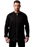 Guolamy Professionelle Küchenjacke für Herren | Kochuniform mit Langen und kurzen Ärmeln 29150M（Lange Ärmel-Schwarz，L）