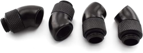 Dracaena 6 Pack G1/4" Thread Male to Female Extender Fitting, 45° Rotary Fitting Adapter Connector for Computer Water Cooling System, Black