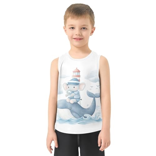 Whale Lighthouse Boys Tank Tops Quik Dry Toddler Tank Top Undershirts T-Shirts for Sports,3T2