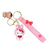 PIXEZO Cute Keychain Christmas Gift - Kawaii New Year Backpack Charm Cartoon Keychains Car Key Ring for Men Women (HelloKitty)